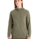 Icebreaker Men Merino Central Classic Long Sleeve Zip Hoodie Z04NXR208 Clothing Loden