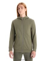 Icebreaker Men Merino Central Classic Long Sleeve Zip Hoodie Z04NXR208 Clothing Loden