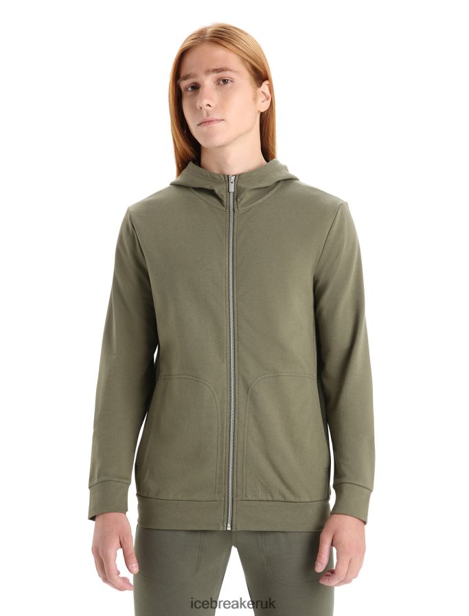 Icebreaker Men Merino Central Classic Long Sleeve Zip Hoodie Z04NXR208 Clothing Loden - Image 1