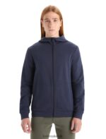 Icebreaker Men Merino Central Classic Long Sleeve Zip Hoodie Z04NXR209 Clothing Midnight Navy