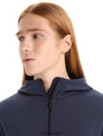 Icebreaker Men Merino Central Classic Long Sleeve Zip Hoodie Z04NXR209 Clothing Midnight Navy - Image 3