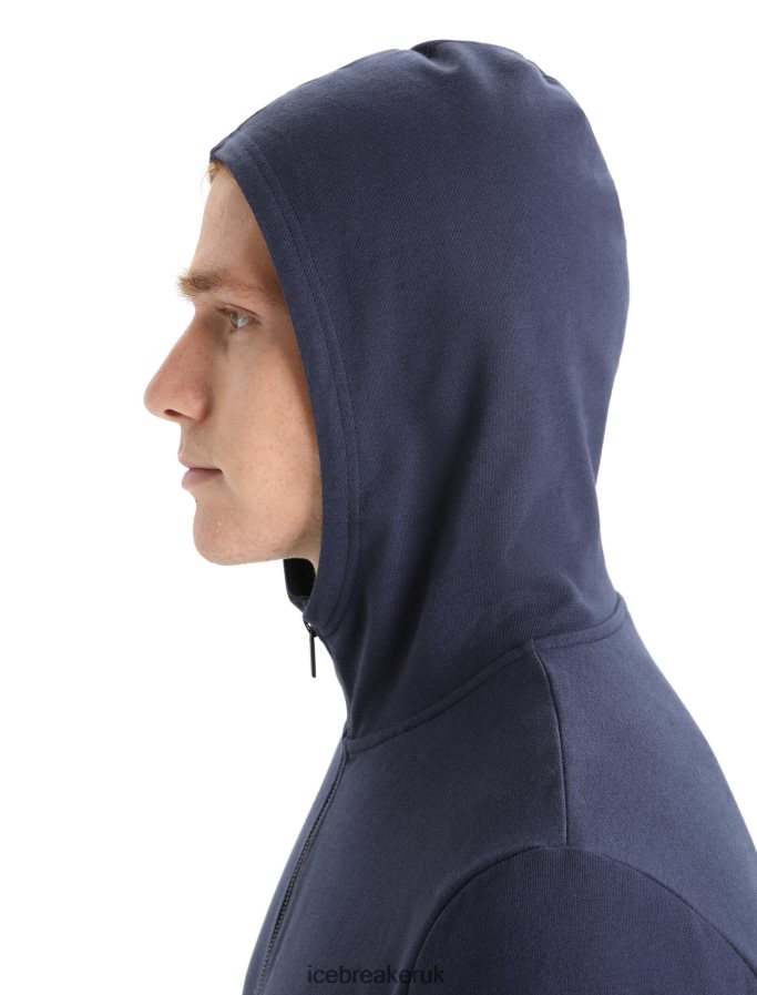 Icebreaker Men Merino Central Classic Long Sleeve Zip Hoodie Z04NXR209 Clothing Midnight Navy - Image 4