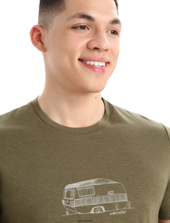 Icebreaker Men Merino Central Classic Short Sleeve T-Shirt Caravan Z04NXR355 Clothing Loden - Image 5