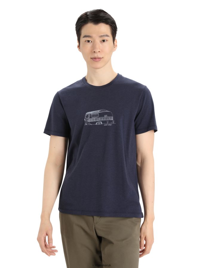 Icebreaker Men Merino Central Classic Short Sleeve T-Shirt Caravan Z04NXR356 Clothing Midnight Navy - Image 1