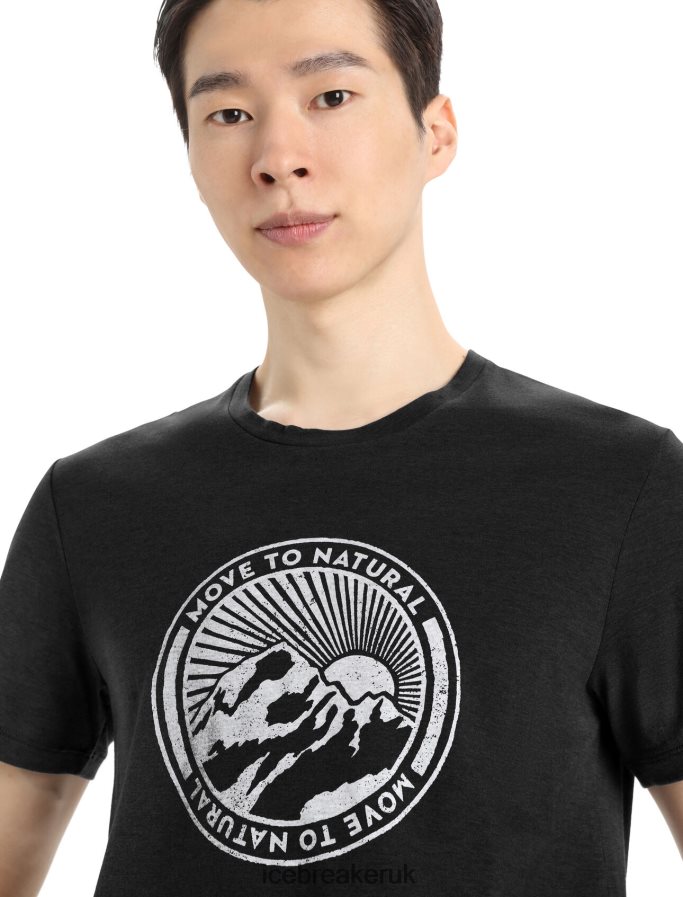 Icebreaker Men Merino Central Classic Short Sleeve T-Shirt Move to Natural Mountain Z04NXR339 Clothing Black - Image 4
