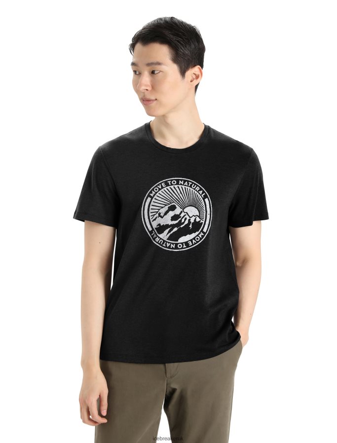 Icebreaker Men Merino Central Classic Short Sleeve T-Shirt Move to Natural Mountain Z04NXR339 Clothing Black - Image 1