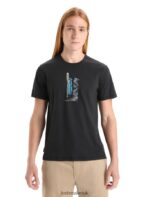 Icebreaker Men Merino Central Classic Short Sleeve T-Shirt Otter Paddle Z04NXR60 Clothing Black