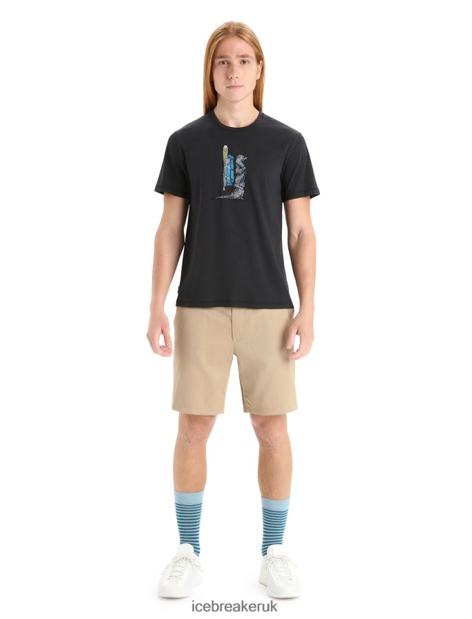 Icebreaker Men Merino Central Classic Short Sleeve T-Shirt Otter Paddle Z04NXR60 Clothing Black - Image 3