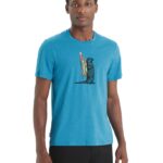 Icebreaker Men Merino Central Classic Short Sleeve T-Shirt Otter Paddle Z04NXR61 Clothing Geo Blue