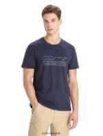 Icebreaker Men Merino Central Classic Short Sleeve T-Shirt Story Z04NXR52 Clothing Midnight Navy