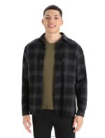 Icebreaker Men Merino Dawnder Long Sleeve Flannel Shirt Plaid Z04NXR357 Clothing Jet Heather