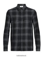 Icebreaker Men Merino Dawnder Long Sleeve Flannel Shirt Plaid Z04NXR357 Clothing Jet Heather - Image 7