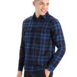 Icebreaker Men Merino Dawnder Long Sleeve Flannel Shirt Plaid Z04NXR358 Clothing Midnight Navy