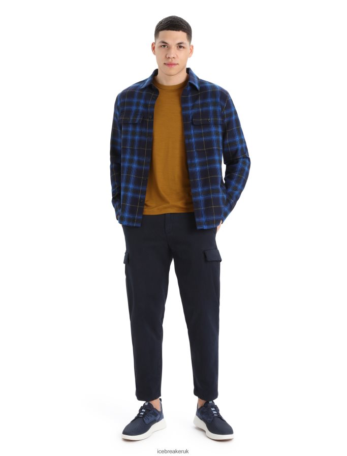 Icebreaker Men Merino Dawnder Long Sleeve Flannel Shirt Plaid Z04NXR358 Clothing Midnight Navy - Image 3