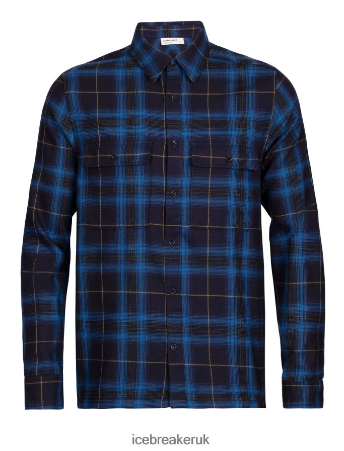 Icebreaker Men Merino Dawnder Long Sleeve Flannel Shirt Plaid Z04NXR358 Clothing Midnight Navy - Image 7