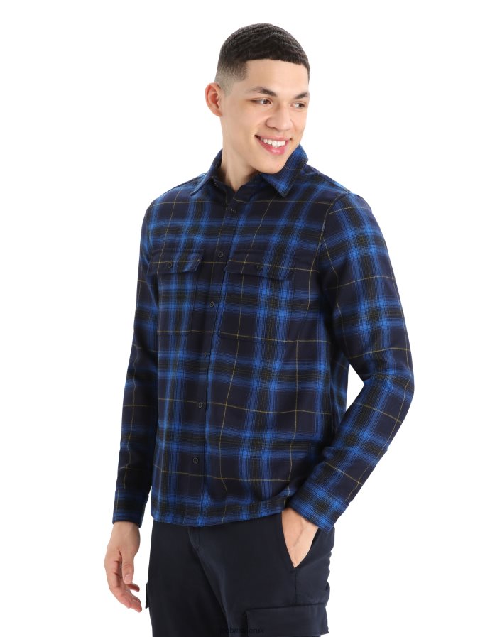 icebreaker_men_merino_dawnder_long_sleeve_flannel_shirt_plaid_z04nxr358_clothing_midnight_navy.jpg Icebreaker Men Merino Dawnder Long Sleeve Flannel Shirt Plaid Z04NXR358 Clothing Midnight Navy - Image 1