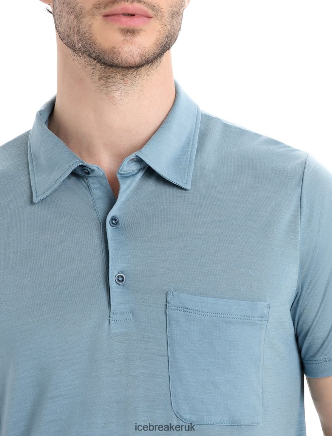 Icebreaker Men Merino Drayden Short Sleeve Polo Z04NXR11 Clothing Astral Blue - Image 4