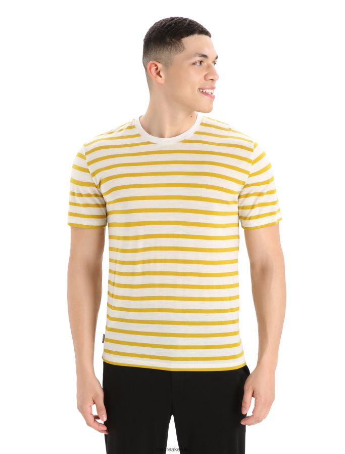 icebreaker_men_merino_drayden_short_sleeve_t_shirt_stripe_z04nxr396_clothing_ecru_heather_silent_gold.jpg Icebreaker Men Merino Drayden Short Sleeve T-Shirt Stripe Z04NXR396 Clothing Ecru Heather/Silent Gold - Image 1