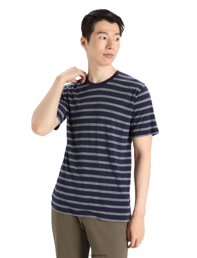 icebreaker_men_merino_drayden_short_sleeve_t_shirt_stripe_z04nxr397_clothing_midnight_navy_gritstone_heather.jpg Icebreaker Men Merino Drayden Short Sleeve T-Shirt Stripe Z04NXR397 Clothing Midnight Navy/Gritstone Heather - Image 1