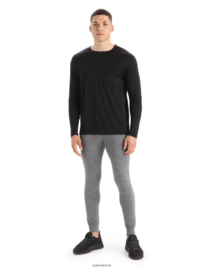 Icebreaker Men Merino Granary Long Sleeve Pocket T-Shirt Z04NXR198 Clothing Black - Image 3