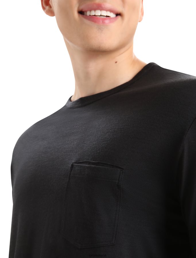 Icebreaker Men Merino Granary Long Sleeve Pocket T-Shirt Z04NXR198 Clothing Black - Image 5