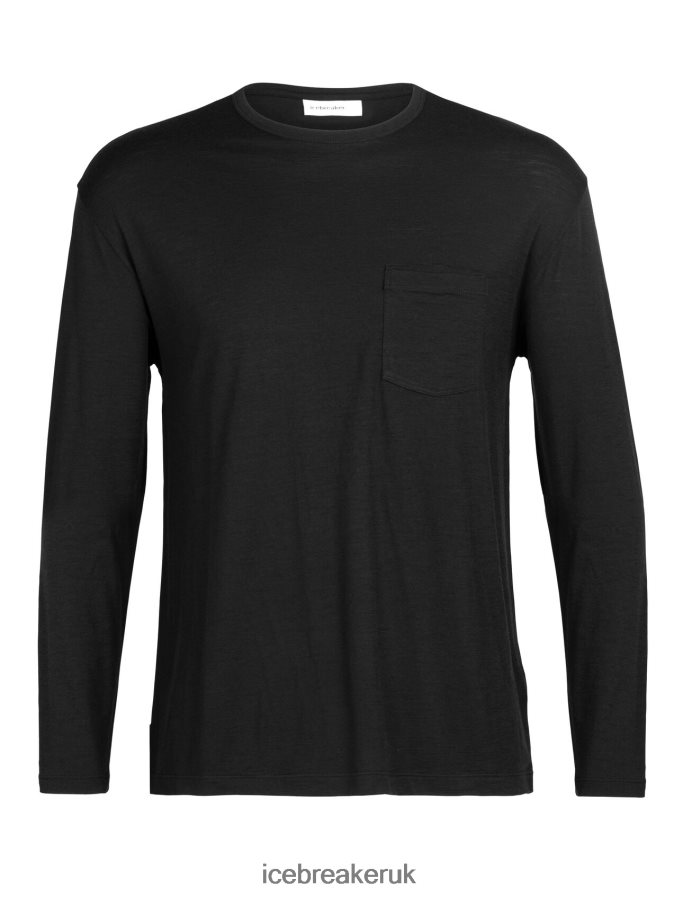 Icebreaker Men Merino Granary Long Sleeve Pocket T-Shirt Z04NXR198 Clothing Black - Image 7