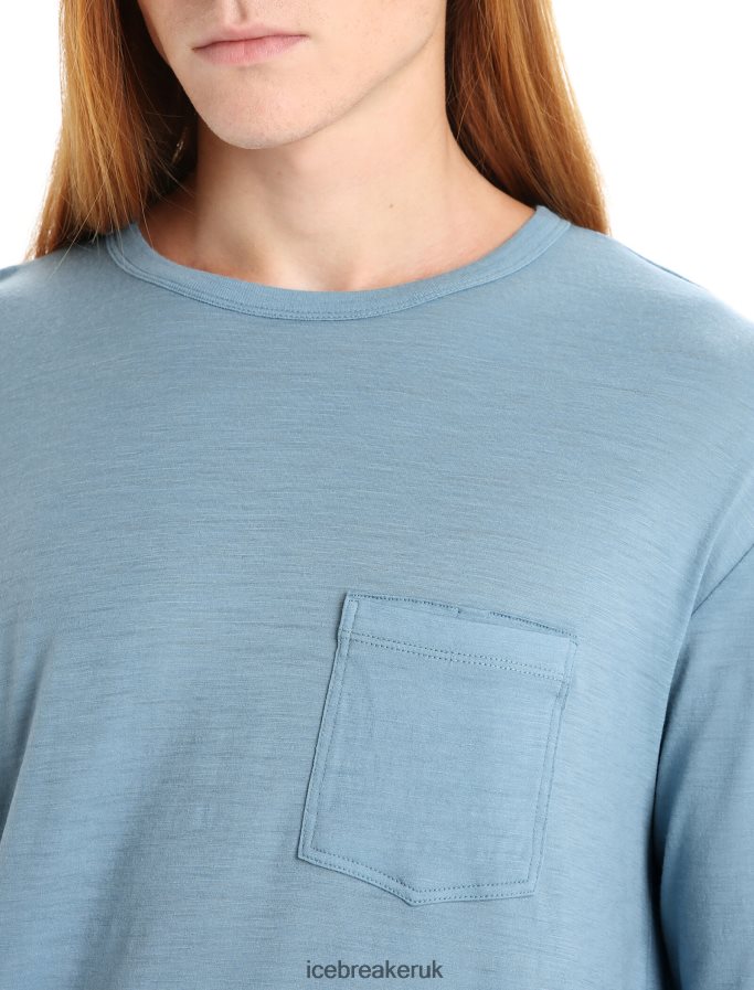 Icebreaker Men Merino Granary Long Sleeve Pocket T-Shirt Z04NXR199 Clothing Astral Blue - Image 4