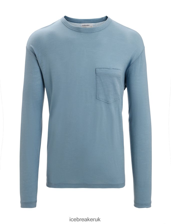 Icebreaker Men Merino Granary Long Sleeve Pocket T-Shirt Z04NXR199 Clothing Astral Blue - Image 5