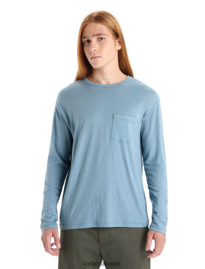 Icebreaker Men Merino Granary Long Sleeve Pocket T-Shirt Z04NXR199 Clothing Astral Blue - Image 1
