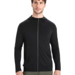 Icebreaker Men Merino Granary Long Sleeve Zip Hoodie Z04NXR207 Clothing Black