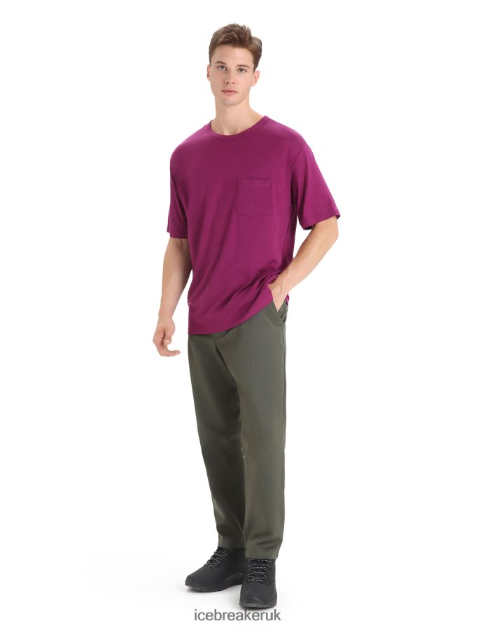 Icebreaker Men Merino Granary Short Sleeve Pocket T-Shirt Z04NXR17 Clothing Go Berry - Image 3