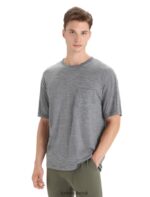 Icebreaker Men Merino Granary Short Sleeve Pocket T-Shirt Z04NXR18 Clothing Gritstone Heather