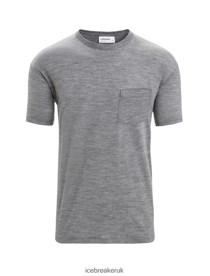 Icebreaker Men Merino Granary Short Sleeve Pocket T-Shirt Z04NXR18 Clothing Gritstone Heather - Image 6