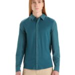 Icebreaker Men Merino Hike Long Sleeve Top Z04NXR190 Clothing Green Glory