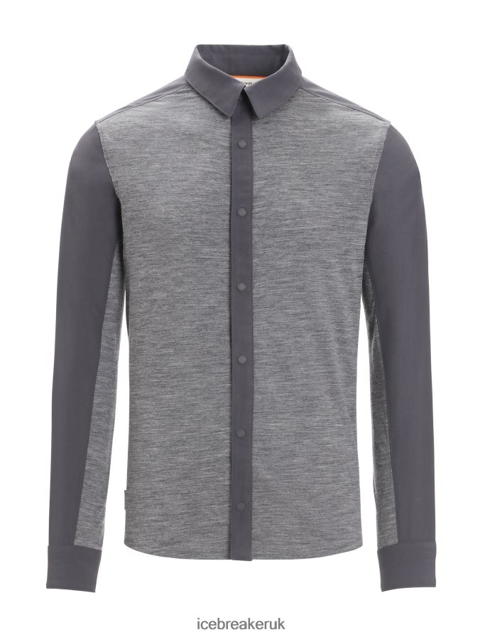 Icebreaker Men Merino Hike Long Sleeve Top Z04NXR191 Clothing Monsoon/Gritstone Heather - Image 8