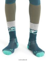 Icebreaker Men Merino Hike+ Medium Crew Socks Sedimentary Z04NXR285 Accessories Green Glory/Fresh