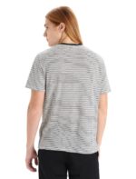 Icebreaker Men Merino Linen Short Sleeve T-Shirt Stripe Z04NXR69 Clothing Snow/Black - Image 2