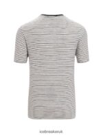Icebreaker Men Merino Linen Short Sleeve T-Shirt Stripe Z04NXR69 Clothing Snow/Black - Image 7
