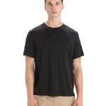 Icebreaker Men Merino Linen Short Sleeve T-Shirt Z04NXR80 Clothing Black