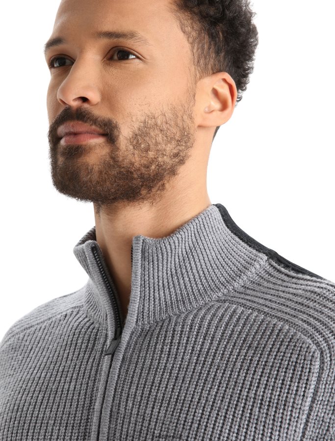 Icebreaker Men Merino Lodge Long Sleeve Half Zip Sweater Z04NXR233 Clothing Gritstone Heather/Black - Image 4