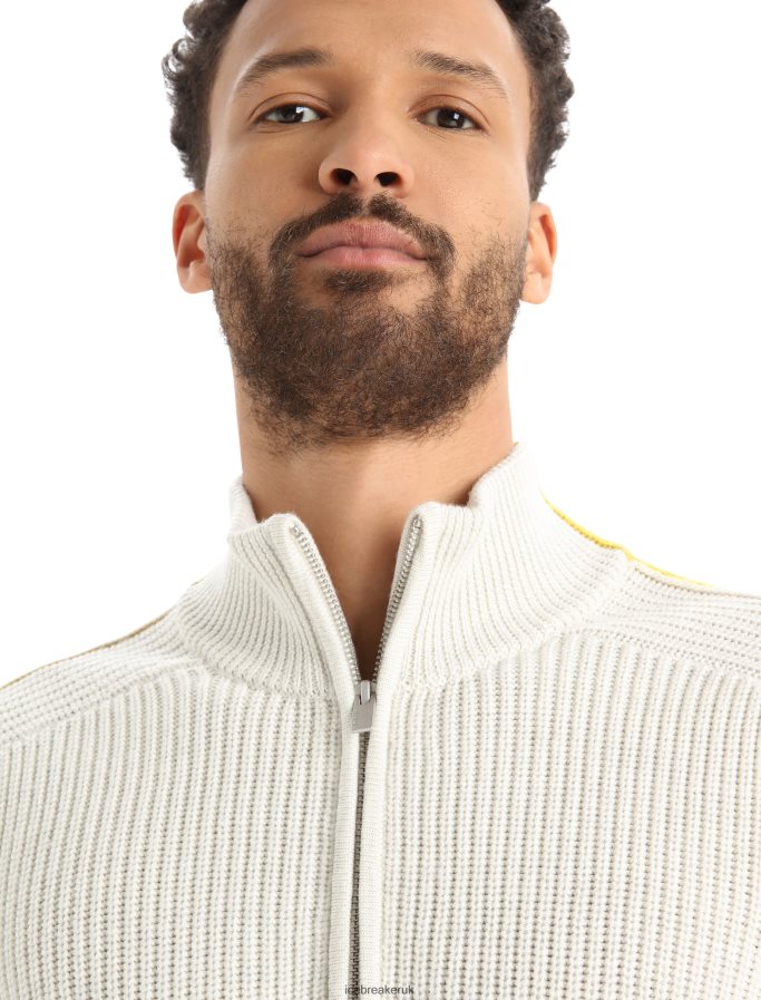 Icebreaker Men Merino Lodge Long Sleeve Half Zip Sweater Z04NXR405 Clothing Ecru Heather/Silent Gold - Image 4