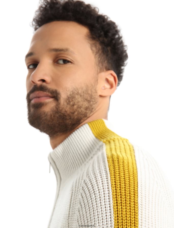 Icebreaker Men Merino Lodge Long Sleeve Half Zip Sweater Z04NXR405 Clothing Ecru Heather/Silent Gold - Image 5