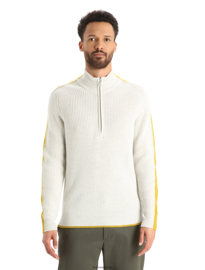 icebreaker_men_merino_lodge_long_sleeve_half_zip_sweater_z04nxr405_clothing_ecru_heather_silent_gold.jpg Icebreaker Men Merino Lodge Long Sleeve Half Zip Sweater Z04NXR405 Clothing Ecru Heather/Silent Gold - Image 1
