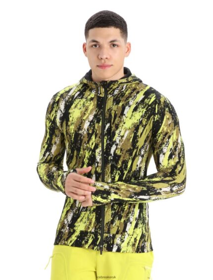 Icebreaker Men Merino Quantum III Long Sleeve Zip Hoodie Sedimentary Z04NXR414 Clothing Black/Shine