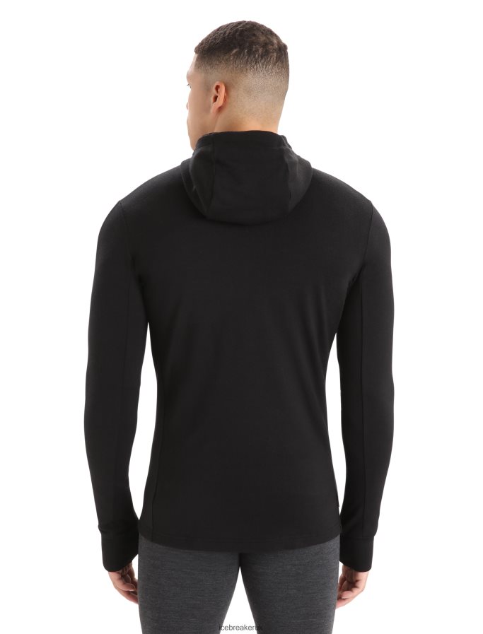 Icebreaker Men Merino Quantum III Long Sleeve Zip Hoodie Z04NXR201 Clothing Black - Image 2