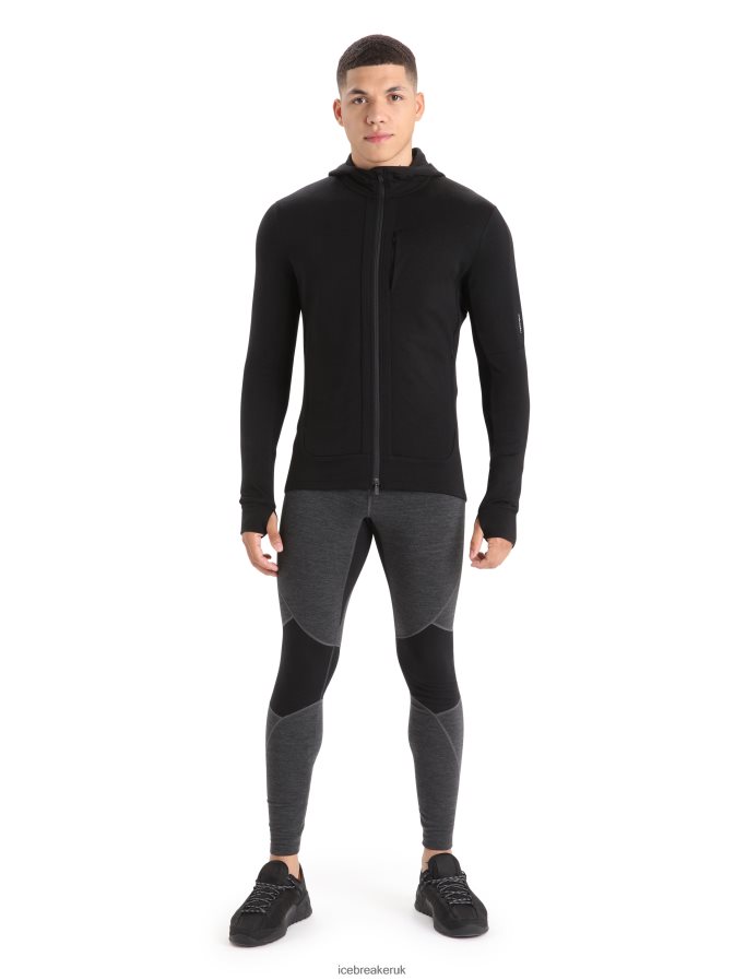 Icebreaker Men Merino Quantum III Long Sleeve Zip Hoodie Z04NXR201 Clothing Black - Image 3