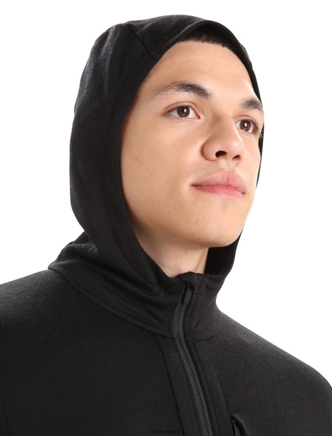 Icebreaker Men Merino Quantum III Long Sleeve Zip Hoodie Z04NXR201 Clothing Black - Image 4