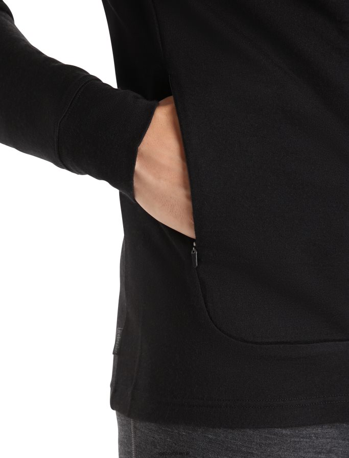 Icebreaker Men Merino Quantum III Long Sleeve Zip Hoodie Z04NXR201 Clothing Black - Image 6