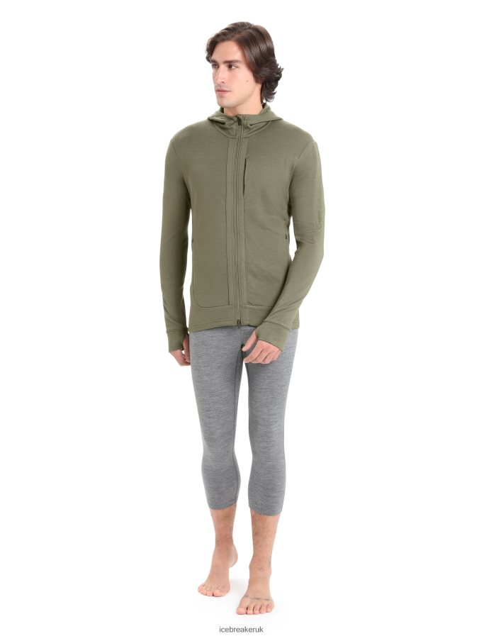 Icebreaker Men Merino Quantum III Long Sleeve Zip Hoodie Z04NXR202 Clothing Loden - Image 3