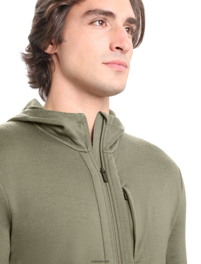 Icebreaker Men Merino Quantum III Long Sleeve Zip Hoodie Z04NXR202 Clothing Loden - Image 4